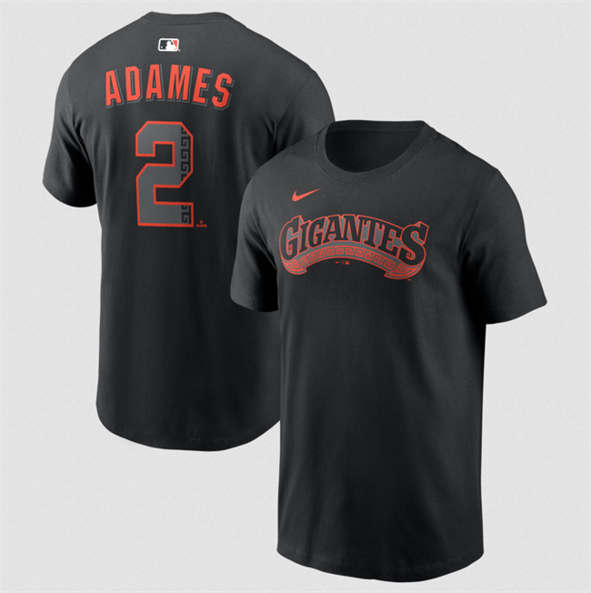 Men's San Francisco Giants #2 Willy Adames Black Alternate Name & Number T-Shirt